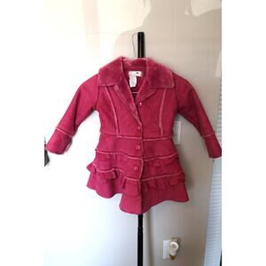 Widgeon Faux Fur Shearling Ruffle Coat - Size 2T - Pink - EUC